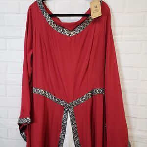 NEW Long Red Medieval Renaissance Style Costume Cosplay Dress womens 2XL